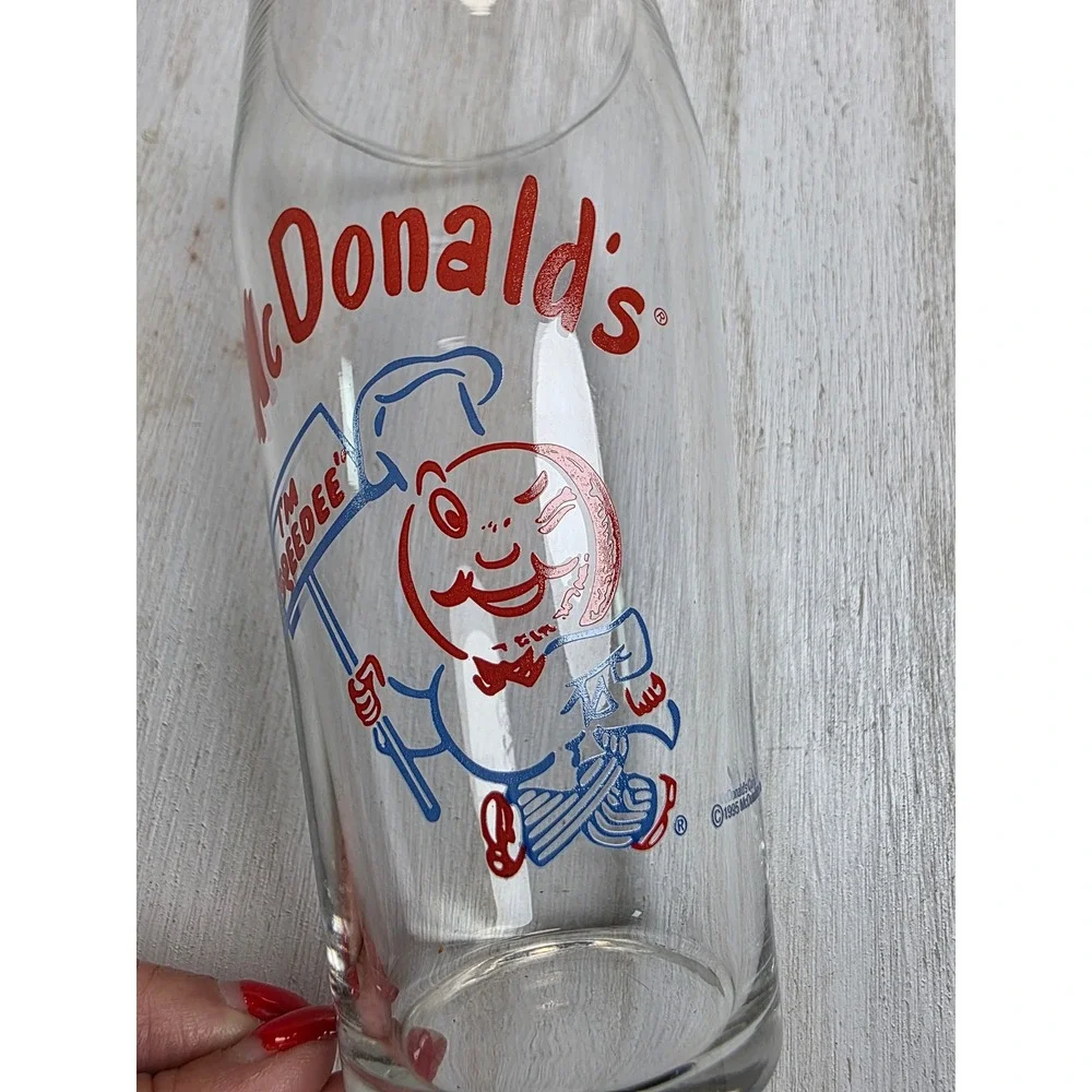 Vintage 1995 McDonalds Speedee Drinking Glass Retro Mascot Collector Cup 6.25in